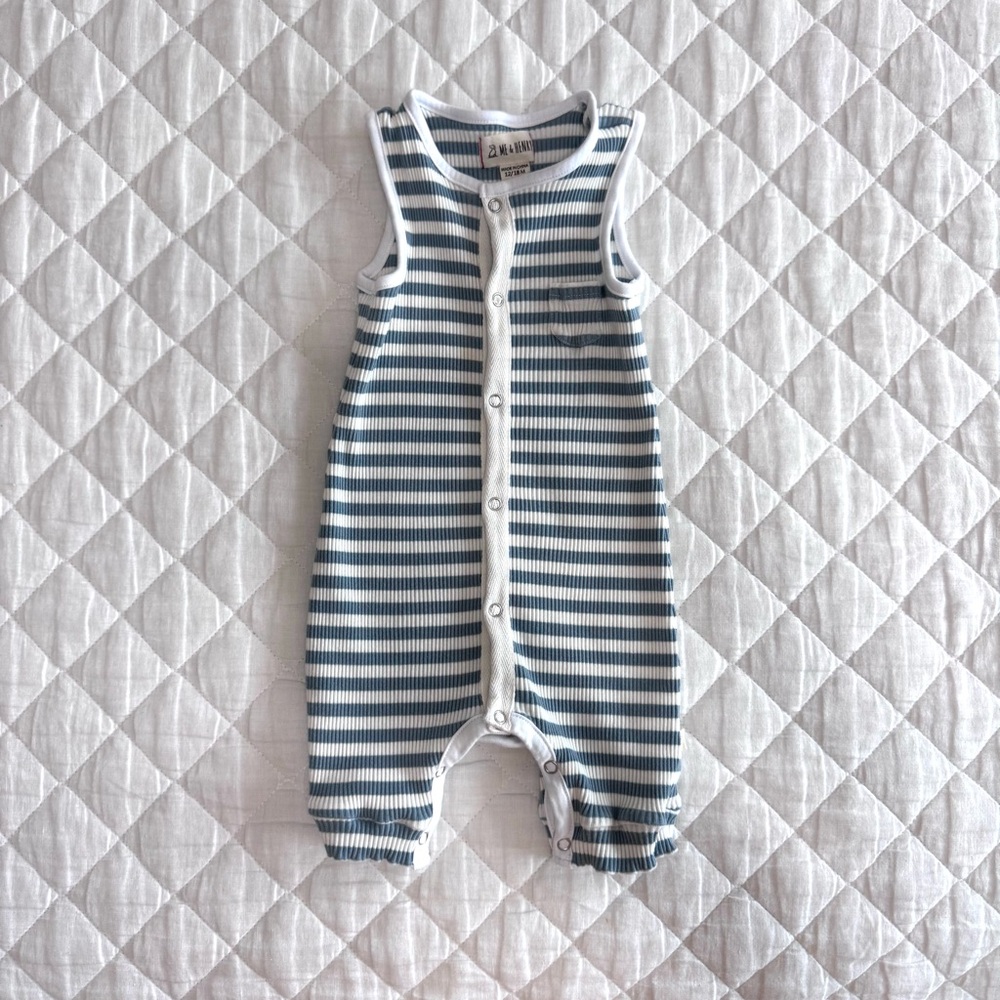 Me + Henry- Striped Sleeveless Baby Romper